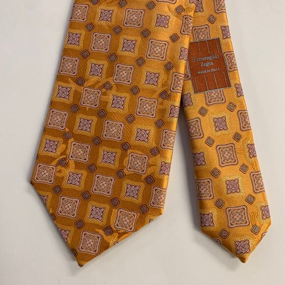 ERMENEGILDO ZEGNAOne Size Orange Rust Silk Tie